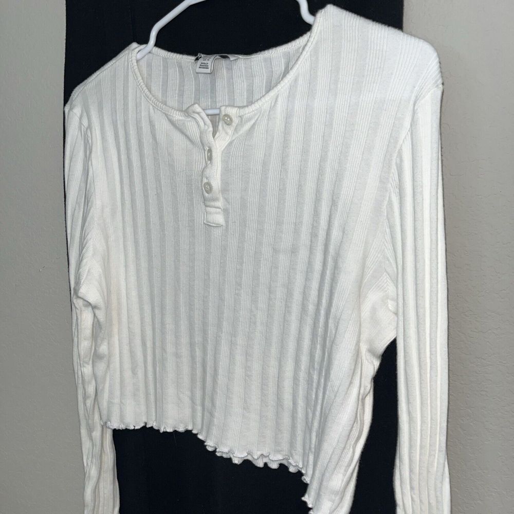 Topshop white ribbed Cropped Size 14 Top lizzie mcguire core Y2K